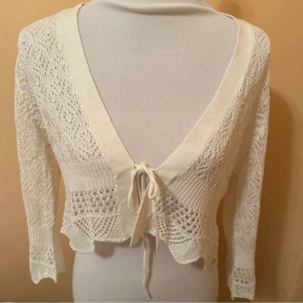 Cream Lace Knit Cardigan